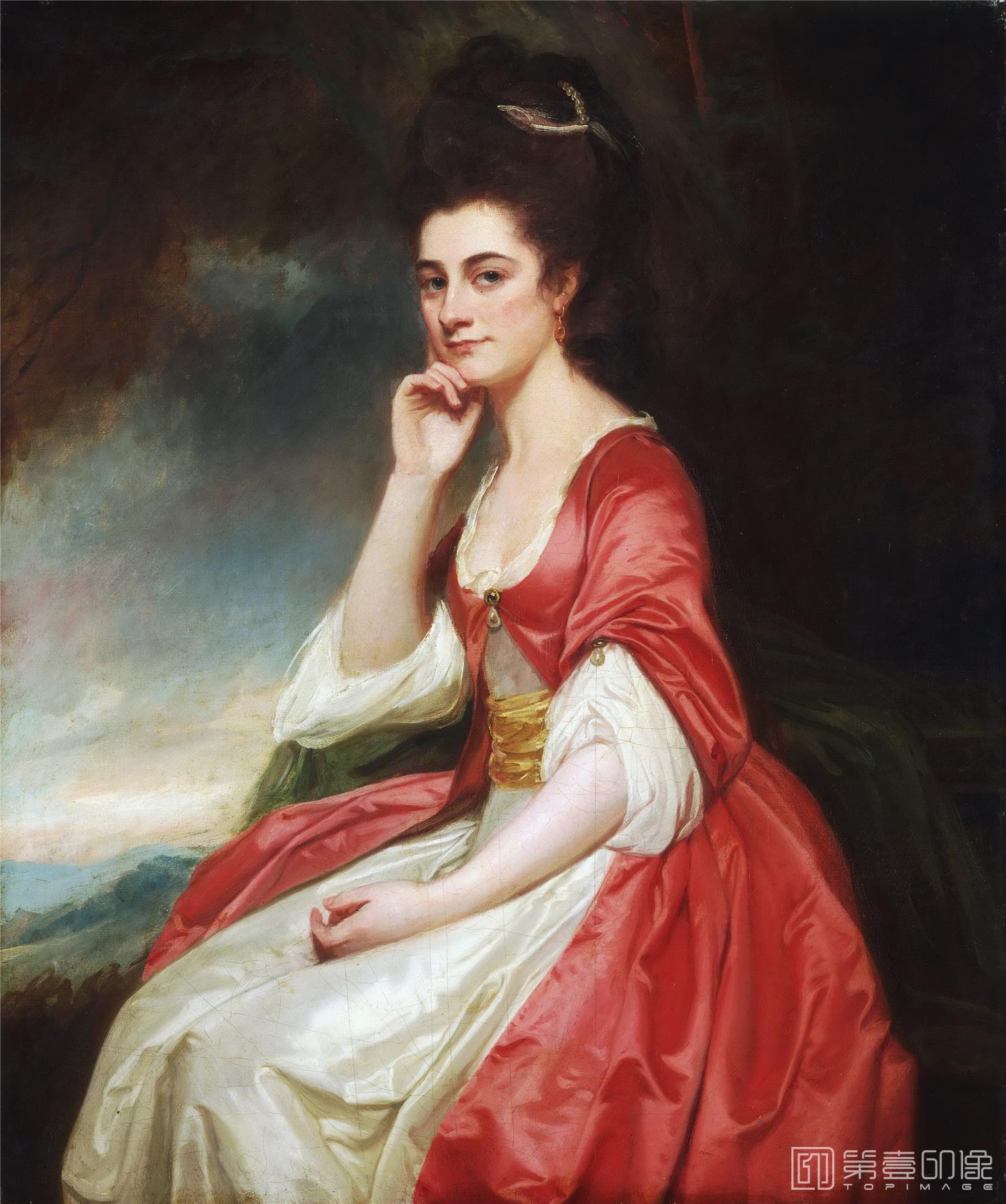 油画-美国费城美术馆藏画-George Romney, English, 1734-1802Portrait of Lady Grantham-219